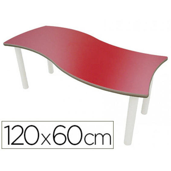 Mesa infantil mobeduc talla 1 rectangular onda patas de tubo metalico tablero mdf laminado 120x60 cm