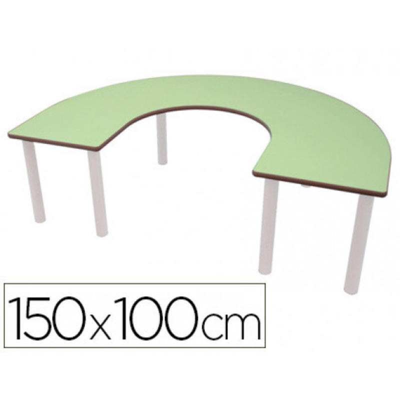 Mesa en u mobeduc talla 4 patas de tubo metalico tableromdf laminado 150x100 cm