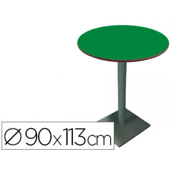 Mesa redonda mobeduc talla 1 de reunion patas de tubo metalico tablero mdf laminado alto 113 cm diametro 90 cm