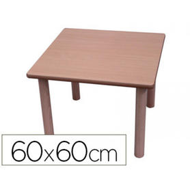 Mesa madera mobeduc cuadrada talla 0 con tapa laminada haya60x60 cm