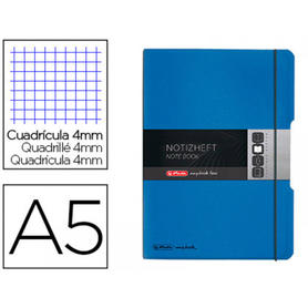 Cuaderno herlitz note book flex a5 polipropileno 40 hojas cuadricula 4 mm azul cierre gomilla