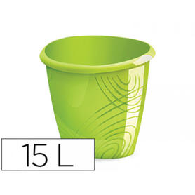 Papelera plastico cep color verde capacidad 15 litros