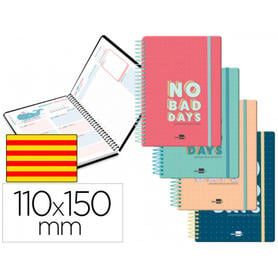 Agenda escolar liderpapel 20-21 classic mini catalan un dia pagina espiral cierre con goma