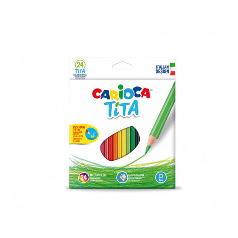 Lapices de colores carioca tita hexagonal caja de 24 unidades colores surtidos