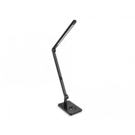Lampara de oficina cep agile led 7,2 w con estacion carga inalambrica brazo flexible tactil color negro 115x800 mm