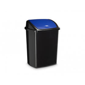 Papelera contenedor cep plastico con tapa balancin 50 litros color negro / azul 685x405x310 mm
