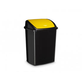 Papelera contenedor cep plastico con tapa balancin 50 litros color negro / amarillo 685x405x310 mm