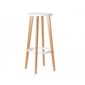 Taburete fast-paperflow bar stools woody alto con asiento y patas de madera color blanco / haya 330x760x330 mm