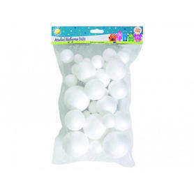 Bolas de porexpan color blanco 100 mm bolsa de 6 unidades