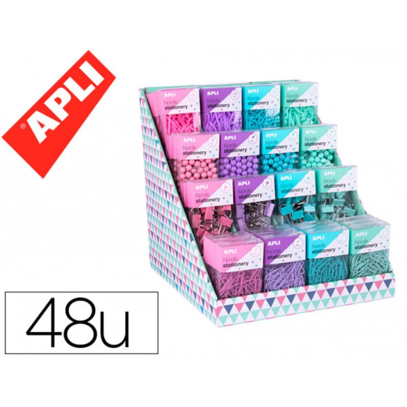 Expositor apli office nordik collection 48 cajas unidades surtidas colores pastel