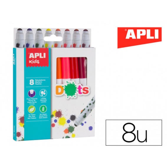 Rotulador apli kids dots caja de 8 unidades colores surtidos