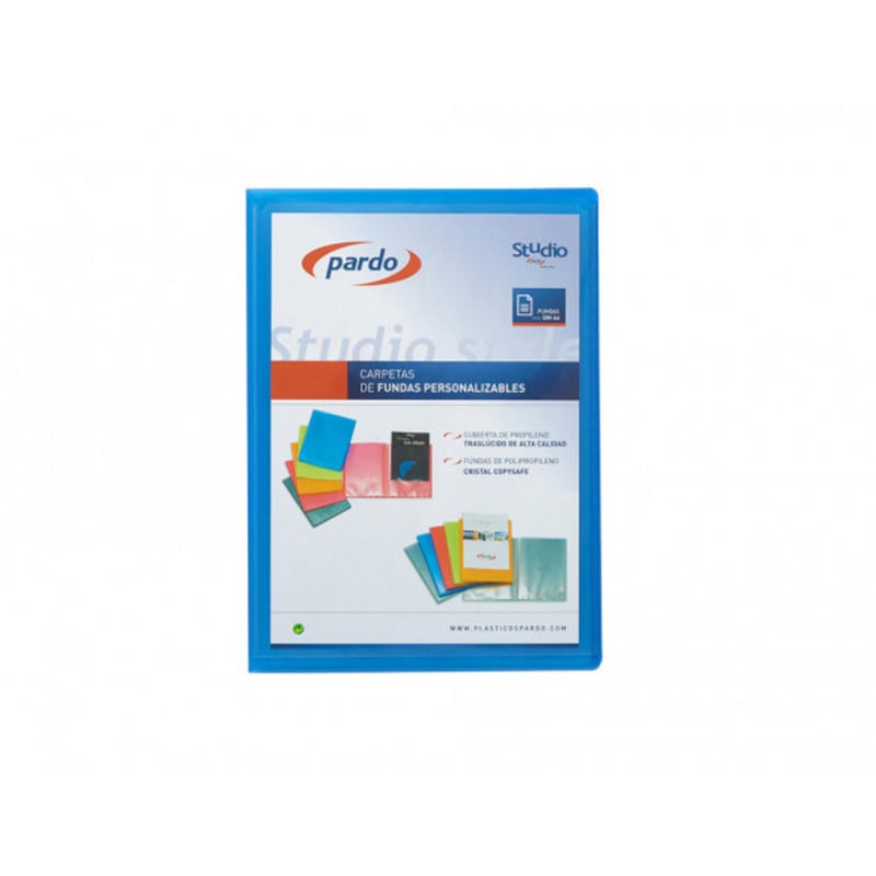 Carpeta pardo escaparate 30 fundas polipropileno con gomas personalizable color azul rf26518