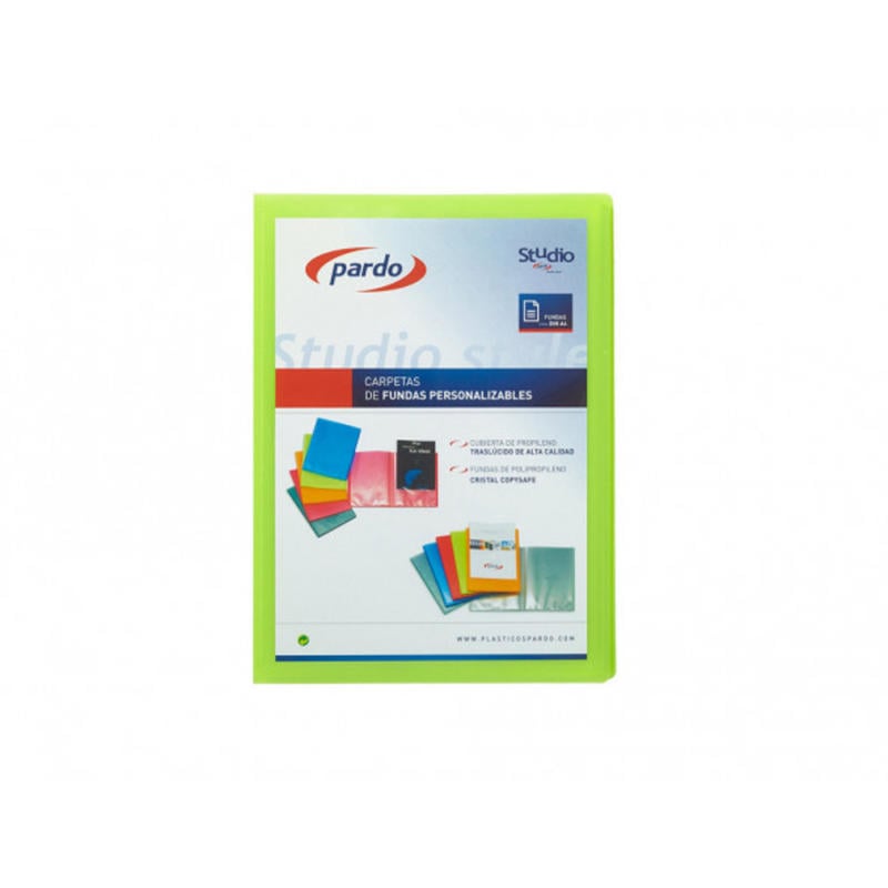 Carpeta pardo escaparate 40 fundas polipropileno con gomas personalizable color verde rf26524