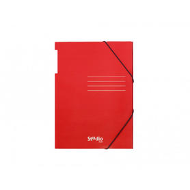 Carpeta pardo gomas solapas carton brillo color rojo