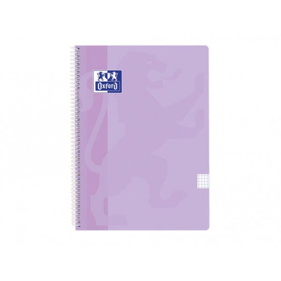 Cuaderno espiral oxford classic tapa plastico folio 80 hojas 90 gr cuadro 4 mm color malva