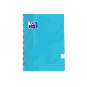 Cuaderno espiral oxford classic tapa plastico folio 80 hojas 90 gr cuadro 4 mm color azul pastel