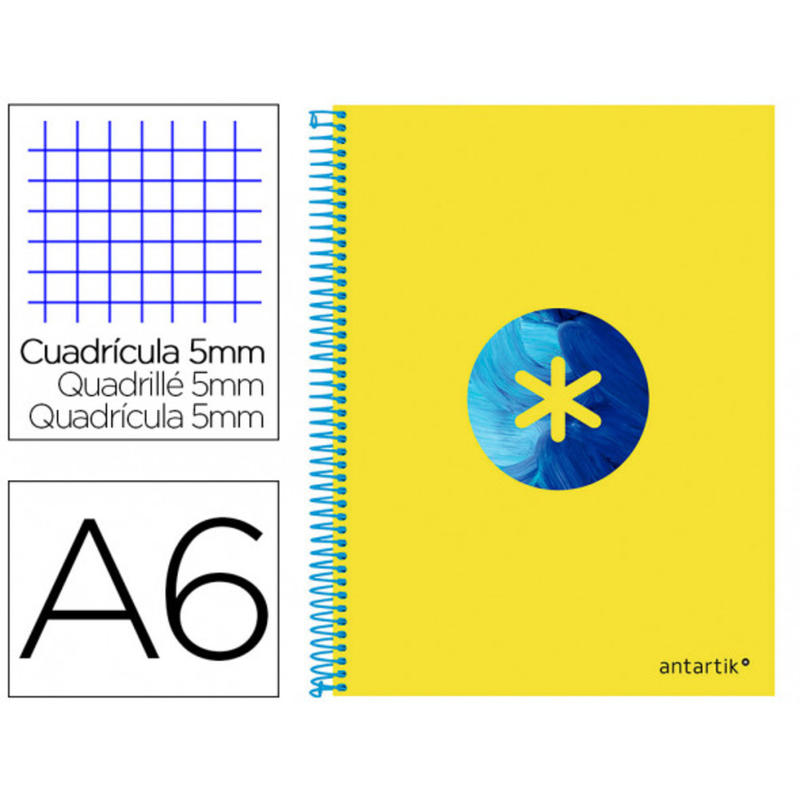 Cuaderno espiral liderpapel a6 micro antartik tapa forrada100h 100 gr cuadro 5mm 4 bandatrending 2020 amarillo