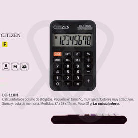 Calculadora citizen bolsillo lc-110 8 digitos negra
