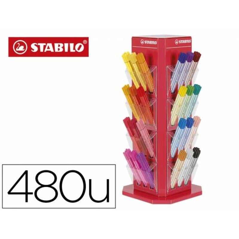 Rotulador stabilo expositor mixto 240 unidades pen 68 + 240 unidades pen 68 brush colores surtidos