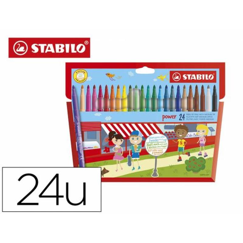 Rotulador stabilo power caja de 24 colores surtidos