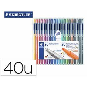 Rotulador staedtler triplus fineliner 334 / color 323 pen estuche 40 unidades colores surtidos