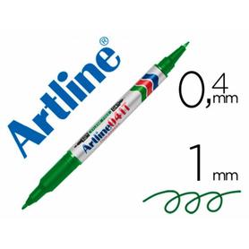 Rotulador artline marcador permanente ek-041t verde -doble punta 0.4 y 1.0 mm
