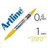 Rotulador artline marcador permanente ek-041t amarillo -doble punta 0.4 y 1.0 mm
