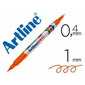 Rotulador artline marcador permanente ek-041t naranja -doble punta 0.4 y 1.0 mm