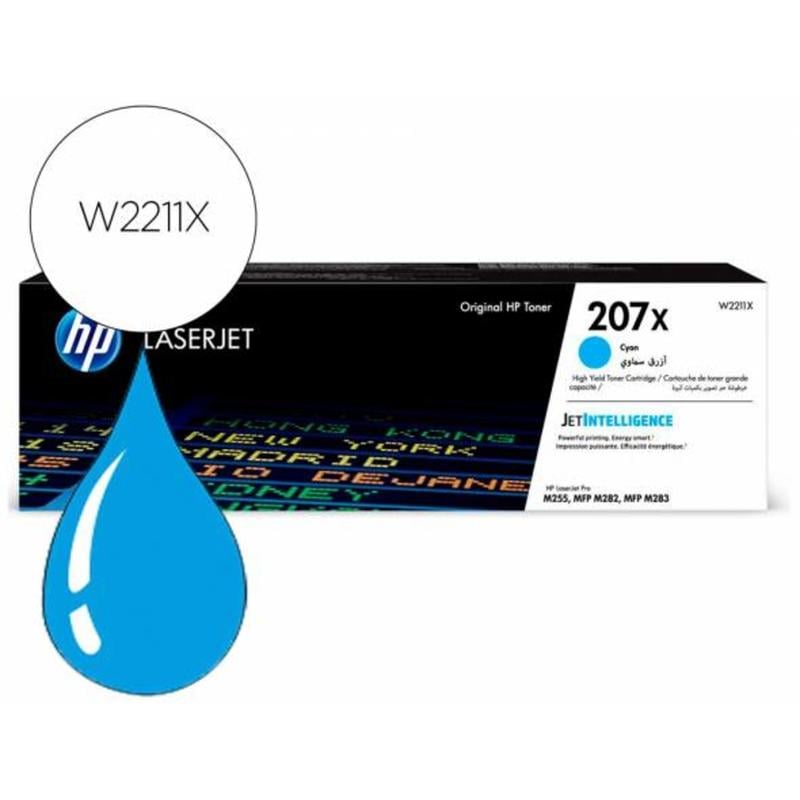 Toner hp 207x color laserjet pro m282nw / m283fdn / m283fdw cian 2.450 paginas