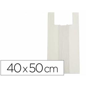 Bolsa camiseta bio compostable blanco natural 17,5 mc 40x50 cm apta legislacion de bolsas 2021