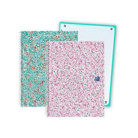 Cuaderno espiral oxford europeanbook 1 bloom tapa extradura din a4+ 80 hojas cuadro 5 mm con margen bloom