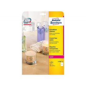 Etiqueta adhesiva avery tamaño 210x297 mm permanente laser transparente caja de 25 unidades