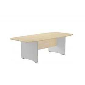 Mesa de reunion rocada meeting 3003aw02 estructura madera blanco tablero madera gris 220x100x72 cm