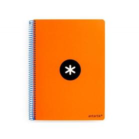 Cuaderno espiral liderpapel a5 antartik tapa dura 80h 100 gr cuadro 5mm con margen color naranja
