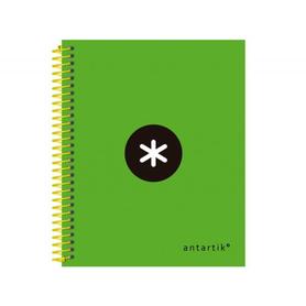 Cuaderno espiral liderpapel a6 micro antartik tapa forrada 100h 100 gr cuadro 5 mm 4 bandas color verde