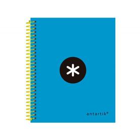 Cuaderno espiral liderpapel a6 micro antartik tapa forrada 100h 100 gr cuadro 5 mm 4 bandas color azul