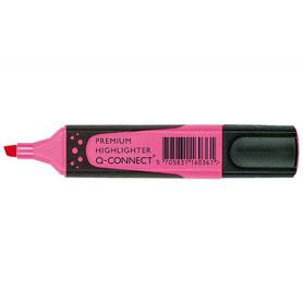 Rotulador q-connect fluorescente rosa premium punta biselada con sujecion de caucho