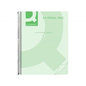 Cuaderno espiral q connect a4 micro tapa plastico 80h 70g horizontal sin bandas 4 taladros verde