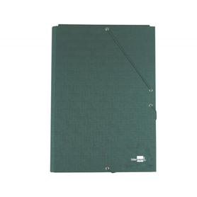 Carpeta liderpapel gomas folio 3 solapas carton forrado verde