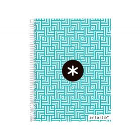 Cuaderno espiral liderpapel a5 micro antartik tapa forrada120h 100 gr cuadro 5mm 5 banda6 taladros trending turquesa rf14563