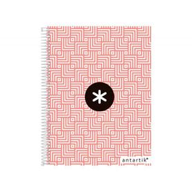 Cuaderno espiral liderpapel a5 micro antartik tapa forrada120h 100 gr cuadro 5mm 5 banda6 taladros trending coral