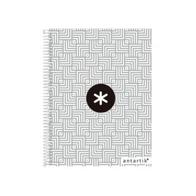 Cuaderno espiral liderpapel a4 micro antartik tapa forrada120h 100 gr cuadro 5mm banda 4 taladros trending gris