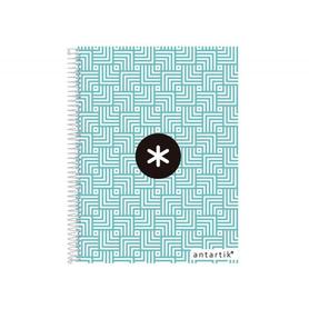 Cuaderno espiral liderpapel a4 micro antartik tapa forrada120h 100 gr cuadro 5 mm banda 4 taladros trending turquesa