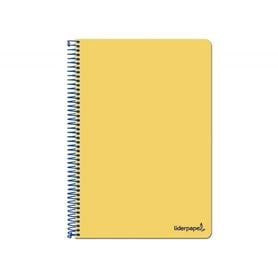 Cuaderno espiral liderpapel folio write tapa blanda 80h 60gr cuadro 4mm con margen color amarillo