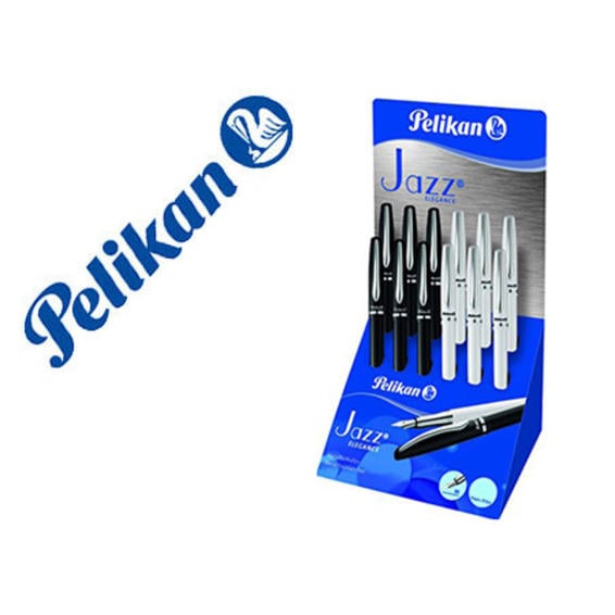 Pluma pelikan jazz elegance blanco expositor de 12 unidades + estuche regalo