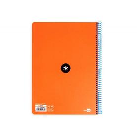 Cuaderno espiral liderpapel a4 antartik tapa dura 80h 100gr cuadro 4mm con margen color naranja