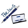 Boligrafo belius kassel azul con detalles plateados en estuche
