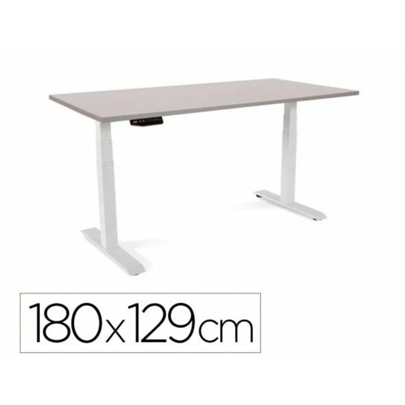 Mesa rocada regulable en altura electricamente hasta 129 cm estructura de acero tablero 180 cm color gris