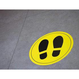 Circulo de señalizacion adhesivo apli para suelo pvc 100 mc pies color amarillo/negro diametro 30 cm
