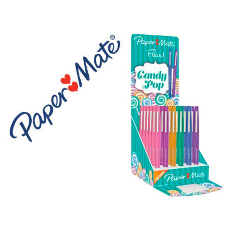 Rotulador paper mate flair original punta fibra candy popexpositor de 36 unidades colores surtidos
